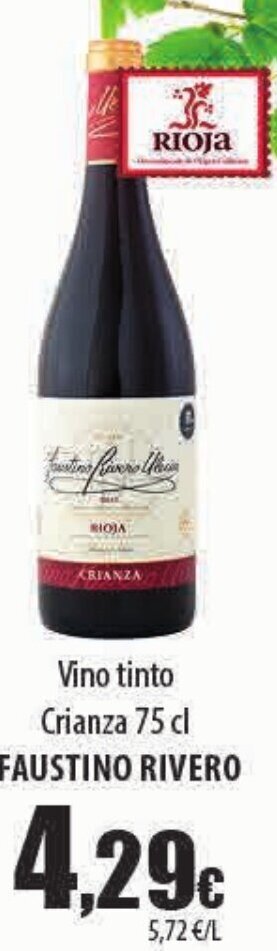 Spar Tenerife Vino tinto Crianza 75 cl FAUSTINO RIVERO oferta