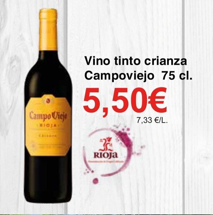 Spar La Palma Vino tinto crianza Campoviejo 75 cl. oferta