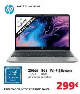 Dynos Informática Hp portátil hp 250 g9 15.6 39,60cm full hd 1920x1080px (intel celeron inside 256gb 8gb wi-fi | bluetooth ssd ram si oferta