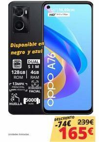Dynos Informática Disponible en negro y azul m octa dual or thur sim 128gb 4gb rom ram 13mpx 2 principal desbloqueo facial huella 5000 un oferta