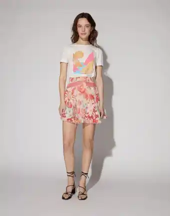 Falda estampado étnico color coral