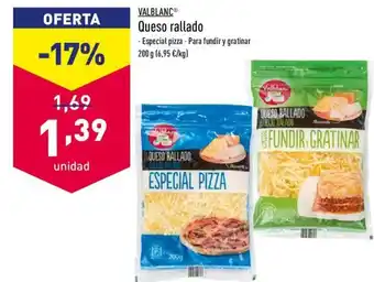 ALDI Val Blanc Queso rallado 200g oferta