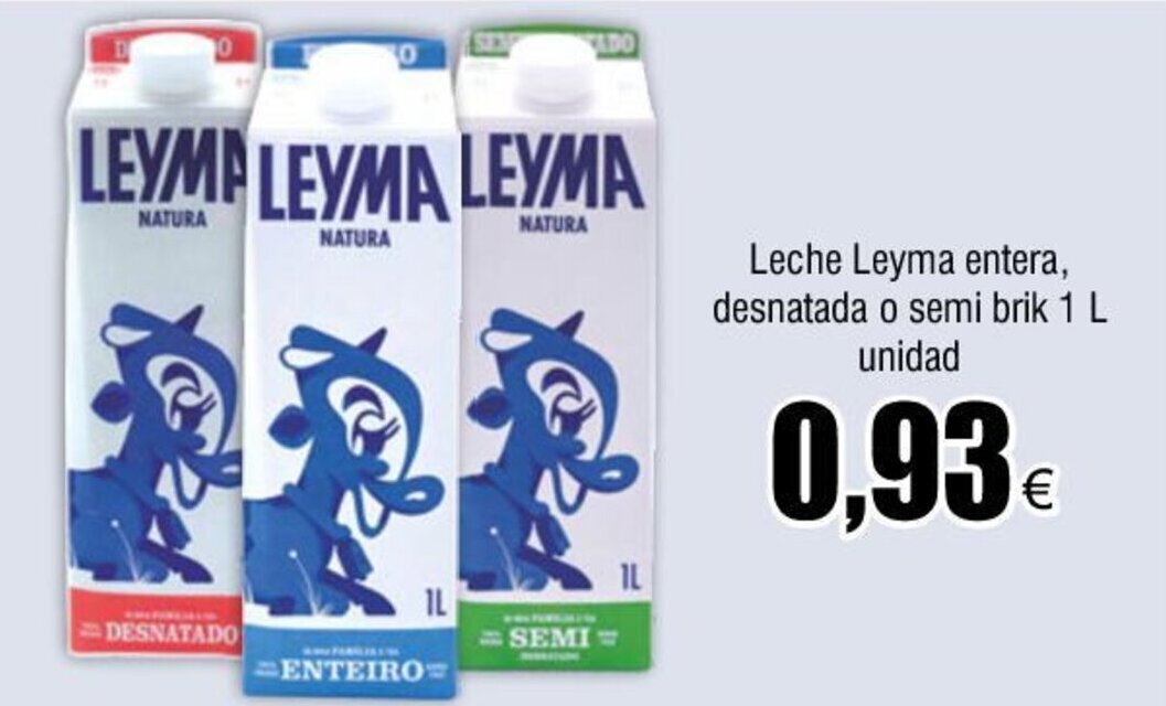 Froiz Leche Leyma entera, desnatada o semi brik 1 L unidad oferta