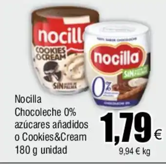 FROIZ Nocilla Chocoleche 0% azúcares añadidos o Cookies&Cream 180 g unidad oferta