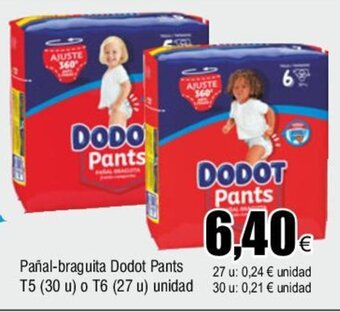 FROIZ Pañal-braguita Dodot Pants T5 (30 u) o T6 (27 u) unidad oferta