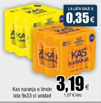 FROIZ Kas naranja o limón lata 9x33 cl unidad oferta