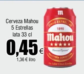 FROIZ Cerveza Mahou 5 Estrellas lata 33 cl oferta