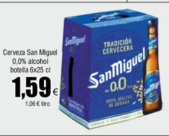 FROIZ Cerveza San Miguel 0,0% alcohol botella 6x25 cl oferta