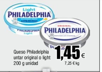 FROIZ Queso Philadelphia untar original o light 200 g unidad oferta