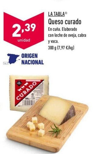 ALDI La Tabla Queso curado 300g oferta