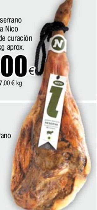 FROIZ Jamón serrano reserva Nico 12 meses de curación pieza 7 kg aprox. oferta