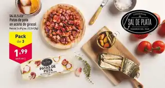 ALDI Sal De Plata Patas de pota en aceite de girasol Pack de 3 x 49 g oferta
