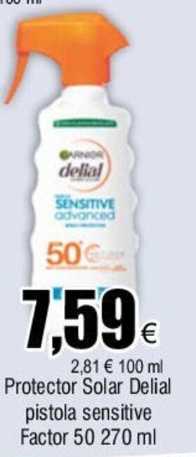 FROIZ Protector Solar Delial pistola sensitive Factor 50 270 ml oferta