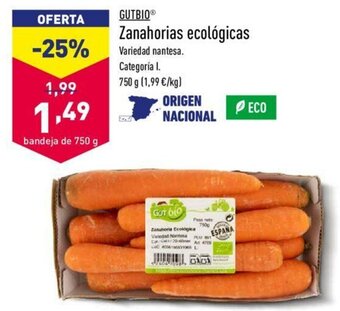 ALDI Gutbio Zanahorias ecológicas 750g oferta