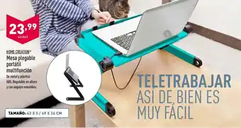 ALDI Home Creation Mesa plegable portátil multifunción 42 x 5 / 49 x 26 cm oferta