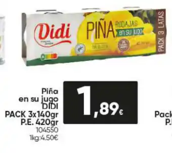 Family Cash Piña en su jugo DIDI PACK 3x140gr oferta