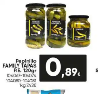 Family Cash Pepinillo FAMILY TAPAS P.E. 120gr oferta
