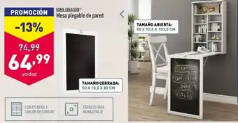 ALDI Home Creation Mesa plegable de pared 50 x 18,5 x 80 cm oferta