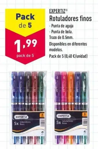 ALDI Expertiz Rotuladores finos Pack de 5 oferta