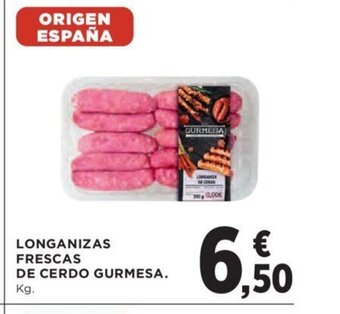 Hipercor LONGANIZAS FRESCAS DE CERDO GURMESA. oferta