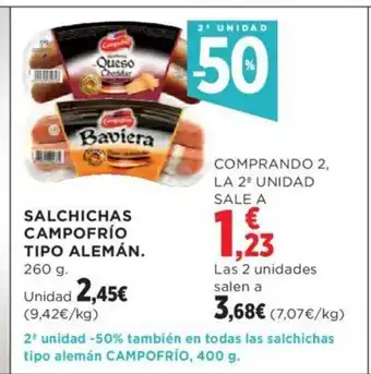 Hipercor SALCHICHAS CAMPOFRÍO TIPO ALEMÁN. 260 g. oferta