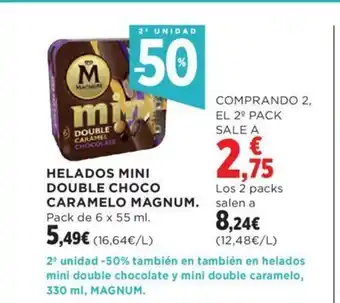 Hipercor HELADOS MINI DOUBLE CHOCO CARAMELO MAGNUM. oferta