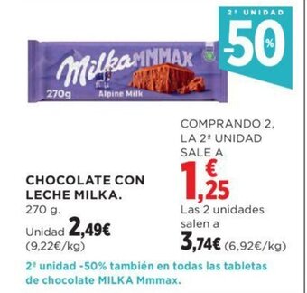 Hipercor CHOCOLATE CON LECHE MILKA. oferta