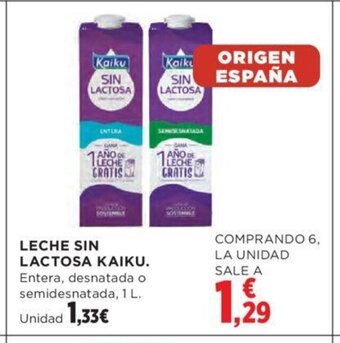 Hipercor LECHE SIN LACTOSA KAIKU oferta