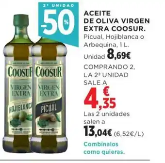 Hipercor ACEITE DE OLIVA VIRGEN EXTRA COOSUR. Picual, Hojiblanca o Arbequina, 1 L. Unidad oferta