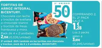 Hipercor TORTITAS DE ARROZ INTEGRAL BICENTURY. oferta