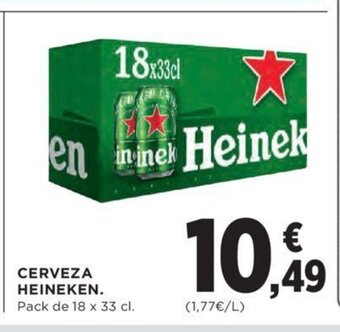 Hipercor CERVEZA HEINEKEN. Pack de 18 x 33 cl. oferta