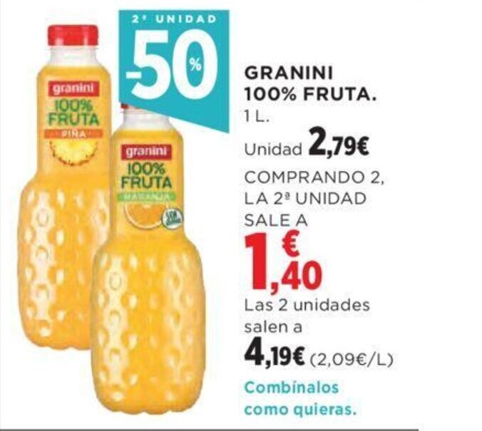 Hipercor GRANINI 100% FRUTA. 1 L oferta