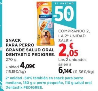 Hipercor SNACK PARA PERRO GRANDE SALUD ORAL DENTASTIX PEDIGREE. oferta