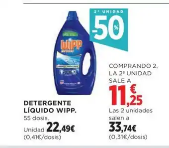 Hipercor DETERGENTE LÍQUIDO WIPP. 55 dosis. oferta
