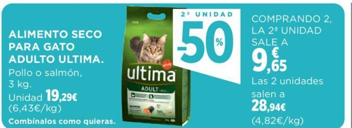Hipercor ALIMENTO SECO PARA GATO ADULTO ULTIMA. oferta