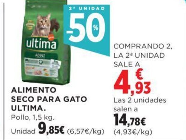 Hipercor ALIMENTO SECO PARA GATO ULTIMA. oferta
