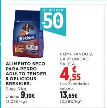 Hipercor ALIMENTO SECO PARA PERRO ADULTO TENDER & DELICIOUS BREKKIES oferta