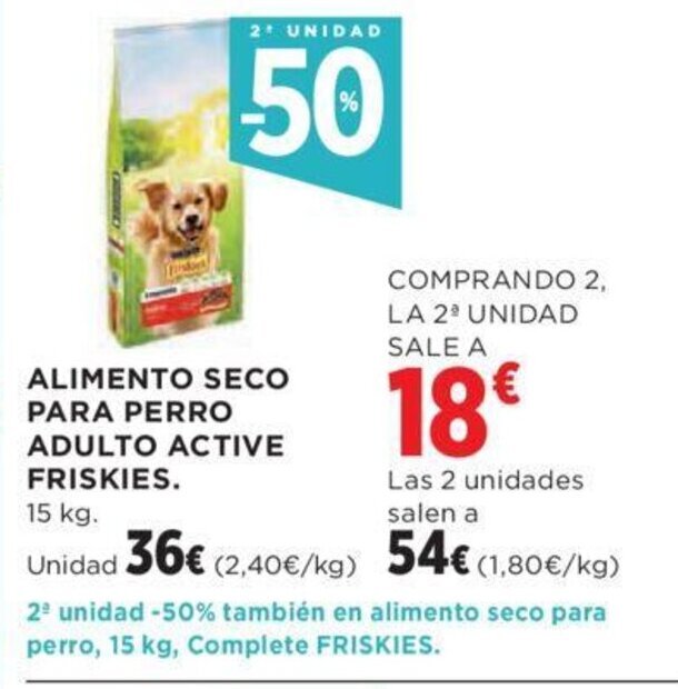 Hipercor ALIMENTO SECO PARA PERRO ADULTO ACTIVE FRISKIES. oferta