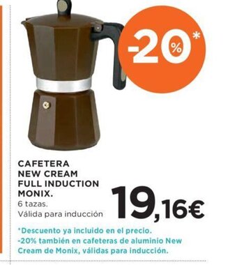 Hipercor CAFETERA NEW CREAM FULL INDUCTION MONIX. oferta