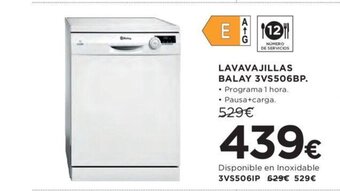 Hipercor LAVAVAJILLAS BALAY 3VS506BP. oferta