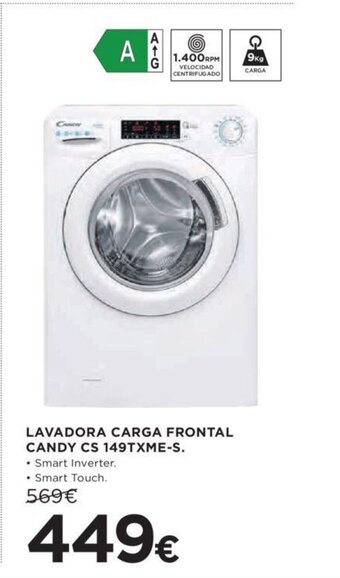 Hipercor LAVADORA CARGA FRONTAL CANDY CS 149TXME-S. oferta