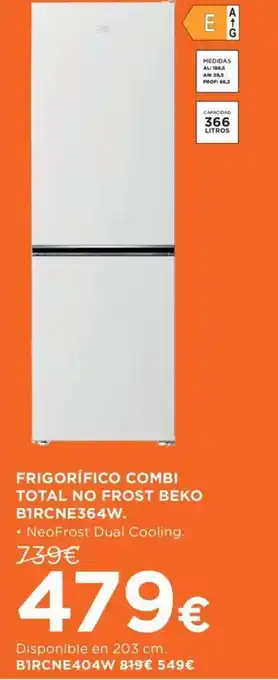 Hipercor FRIGORÍFICO COMBI TOTAL NO FROST BEKO B1RCNE364W. oferta