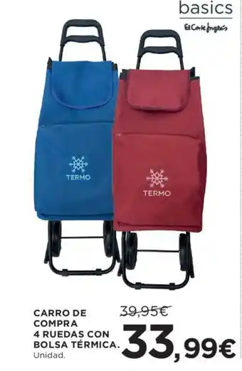 Hipercor CARRO DE COMPRA 4 RUEDAS CON BOLSA TÉRMICA. oferta