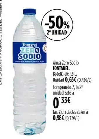 Hipercor Agua Zero Sodio FONTAREL. Botella de 1,5 L. oferta