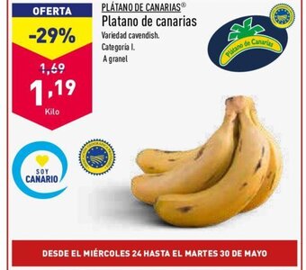 ALDI Platano de canarias oferta