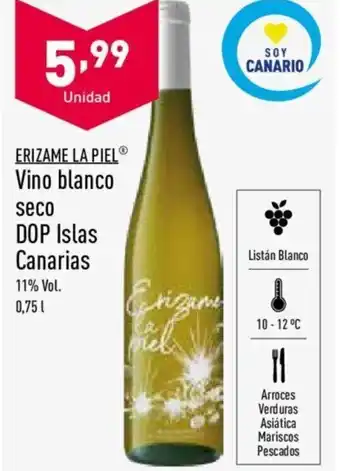 ALDI ERIZAME LA PIELⓇ Vino blanco seco DOP Islas Canarias oferta