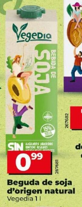 Dia Beguda de soja d'origen natural Vegedia 11 oferta