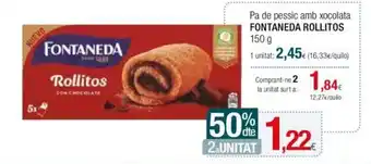 Condis Pa de pessic amb xocolata FONTANEDA ROLLITOS 150 g oferta