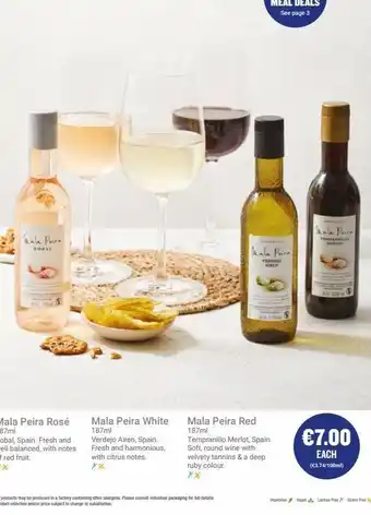 Ryanair Aala peira robal mala peira rosé 187ml bobal, spain. fresh and well balanced, with notes of red fruit. mala peira white 1 oferta