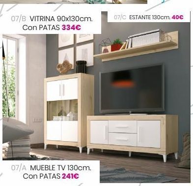 Muebles Hipopótamo 07/b vitrina 90x130cm. con patas 334€  17  07/a mueble tv 130cm. con patas 241€  07/c estante 130cm 40€ oferta